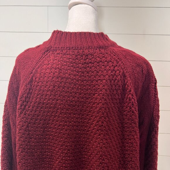 Anrabess Oversized Cable Knit Maroon Sweater Size M - Picture 5 of 6